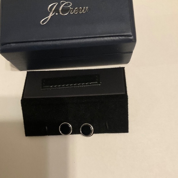 J.Crew Black onyx sterling silver rounded cuff links - Picture 2 of 5